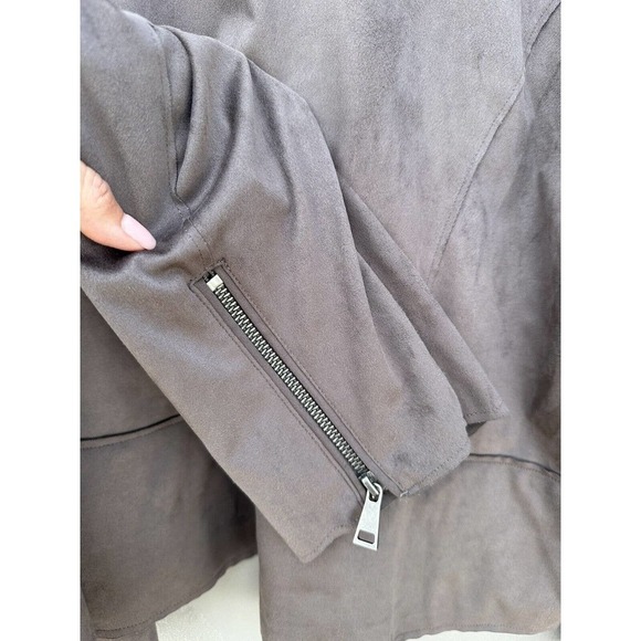 Hutch Anthropologie Faux Suede Moto Jacket Zippers Sz 2X In Grey - Picture 13 of 16